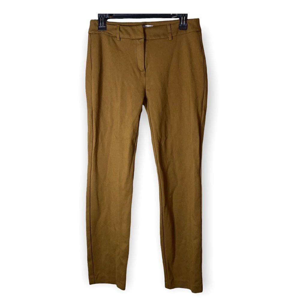 KENAR Brown Clasp Straight Dress Pants
